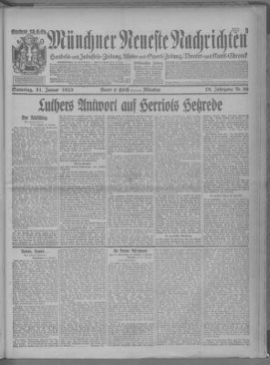 Münchner neueste Nachrichten Samstag 31. Januar 1925