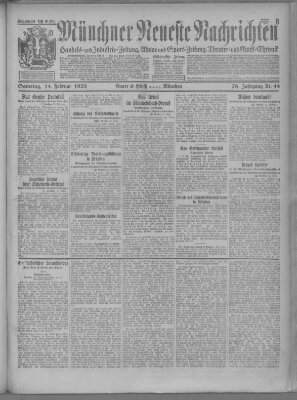 Münchner neueste Nachrichten Samstag 14. Februar 1925