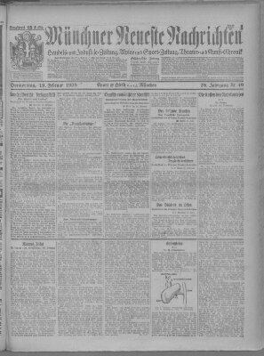 Münchner neueste Nachrichten Donnerstag 19. Februar 1925