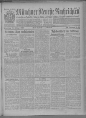 Münchner neueste Nachrichten Samstag 21. Februar 1925