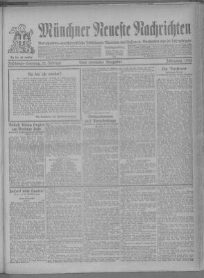 Münchner neueste Nachrichten Sunday 22. February 1925