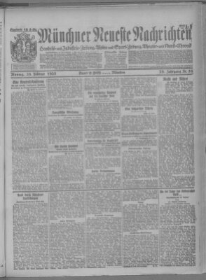 Münchner neueste Nachrichten Montag 23. Februar 1925