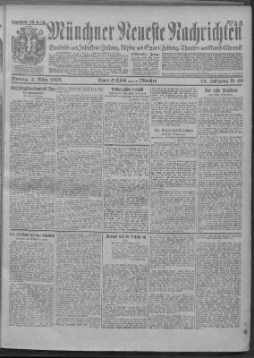 Münchner neueste Nachrichten Montag 2. März 1925