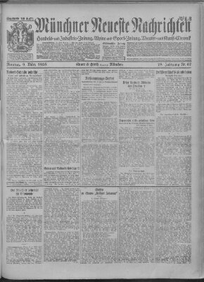 Münchner neueste Nachrichten Montag 9. März 1925