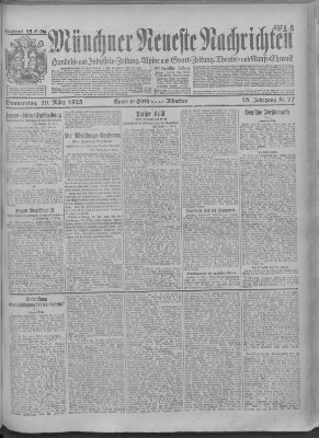 Münchner neueste Nachrichten Donnerstag 19. März 1925