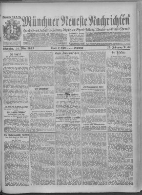 Münchner neueste Nachrichten Dienstag 24. März 1925