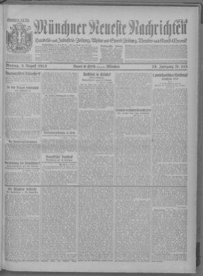 Münchner neueste Nachrichten Montag 3. August 1925