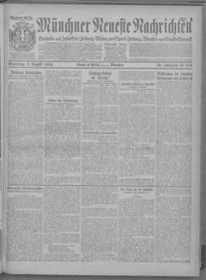 Münchner neueste Nachrichten Dienstag 4. August 1925