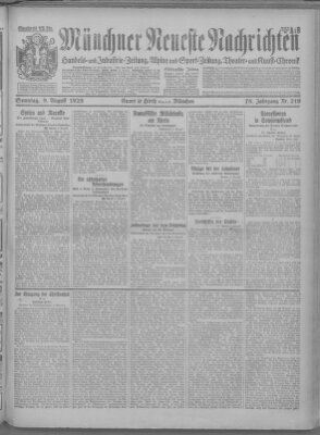 Münchner neueste Nachrichten Sonntag 9. August 1925