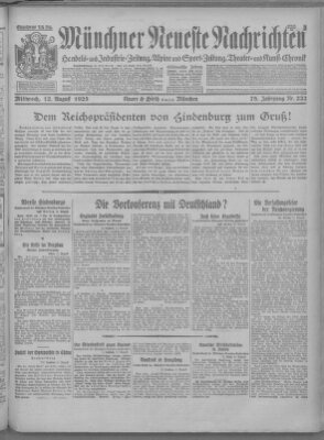 Münchner neueste Nachrichten Mittwoch 12. August 1925