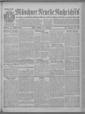 Münchner neueste Nachrichten Freitag 14. August 1925