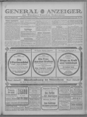 Münchner neueste Nachrichten Freitag 14. August 1925