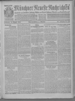 Münchner neueste Nachrichten Mittwoch 19. August 1925