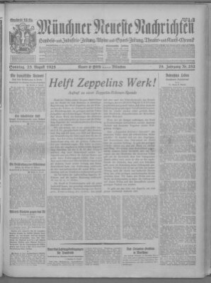 Münchner neueste Nachrichten Sonntag 23. August 1925