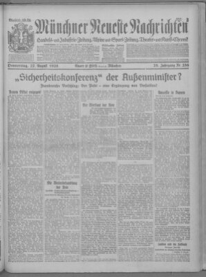 Münchner neueste Nachrichten Donnerstag 27. August 1925