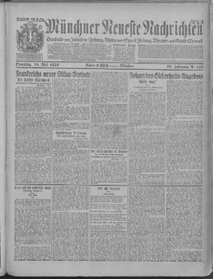 Münchner neueste Nachrichten Sonntag 10. Mai 1925