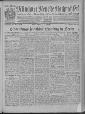 Münchner neueste Nachrichten Dienstag 12. Mai 1925