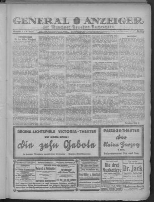 Münchner neueste Nachrichten Montag 1. Oktober 1923