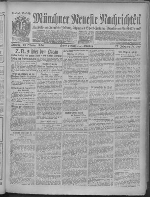 Münchner neueste Nachrichten Montag 13. Oktober 1924