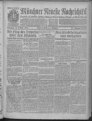 Münchner neueste Nachrichten Dienstag 14. Oktober 1924