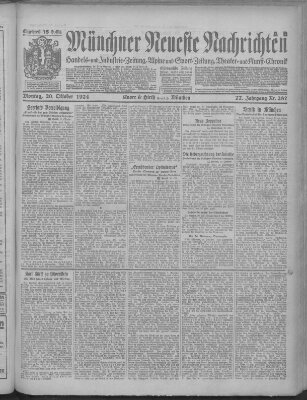 Münchner neueste Nachrichten Montag 20. Oktober 1924