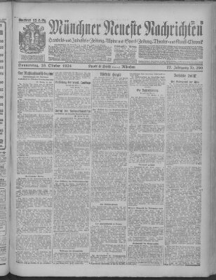 Münchner neueste Nachrichten Donnerstag 23. Oktober 1924