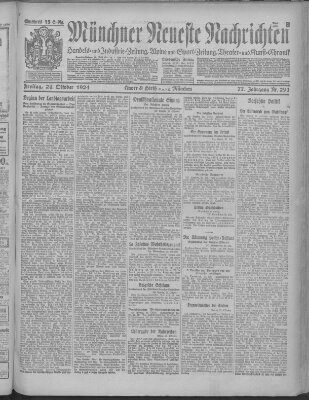 Münchner neueste Nachrichten Freitag 24. Oktober 1924