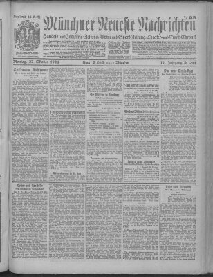 Münchner neueste Nachrichten Montag 27. Oktober 1924