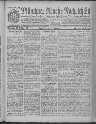 Münchner neueste Nachrichten Mittwoch 29. Oktober 1924