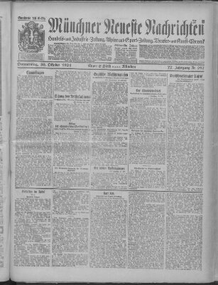 Münchner neueste Nachrichten Donnerstag 30. Oktober 1924