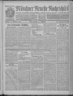 Münchner neueste Nachrichten Freitag 31. Oktober 1924