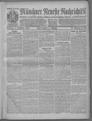 Münchner neueste Nachrichten Dienstag 2. September 1924