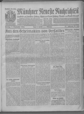 Münchner neueste Nachrichten Freitag 5. September 1924