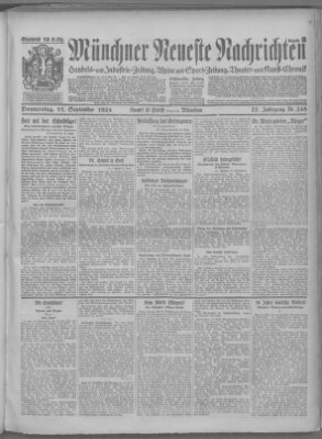 Münchner neueste Nachrichten Donnerstag 11. September 1924