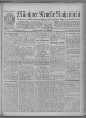 Münchner neueste Nachrichten Montag 15. September 1924