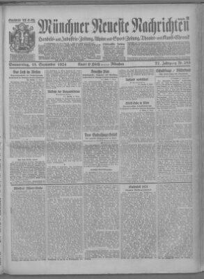 Münchner neueste Nachrichten Donnerstag 18. September 1924