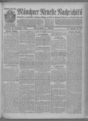 Münchner neueste Nachrichten Samstag 20. September 1924