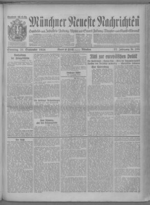 Münchner neueste Nachrichten Sonntag 21. September 1924