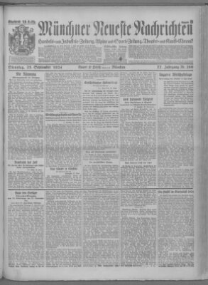 Münchner neueste Nachrichten Dienstag 23. September 1924