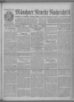 Münchner neueste Nachrichten Donnerstag 25. September 1924