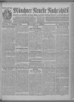 Münchner neueste Nachrichten Samstag 27. September 1924