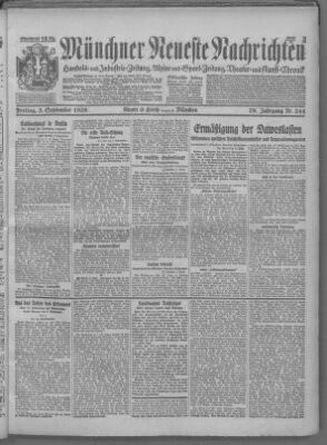 Münchner neueste Nachrichten Freitag 3. September 1926