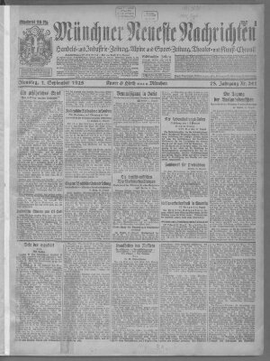 Münchner neueste Nachrichten Dienstag 1. September 1925