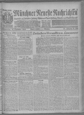 Münchner neueste Nachrichten Donnerstag 10. September 1925