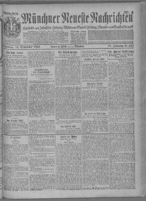 Münchner neueste Nachrichten Samstag 12. September 1925