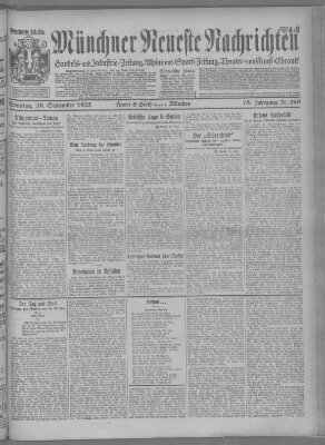 Münchner neueste Nachrichten Sonntag 20. September 1925