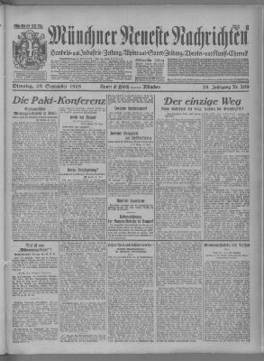 Münchner neueste Nachrichten Dienstag 29. September 1925