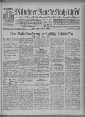 Münchner neueste Nachrichten Mittwoch 30. September 1925