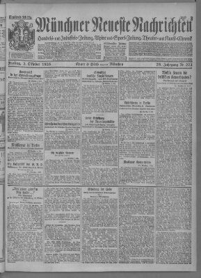 Münchner neueste Nachrichten Freitag 2. Oktober 1925