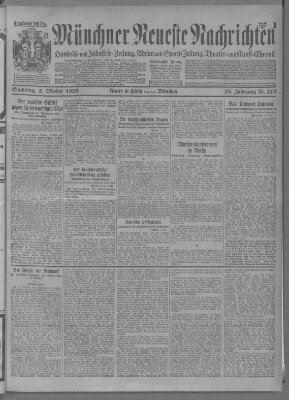 Münchner neueste Nachrichten Samstag 3. Oktober 1925